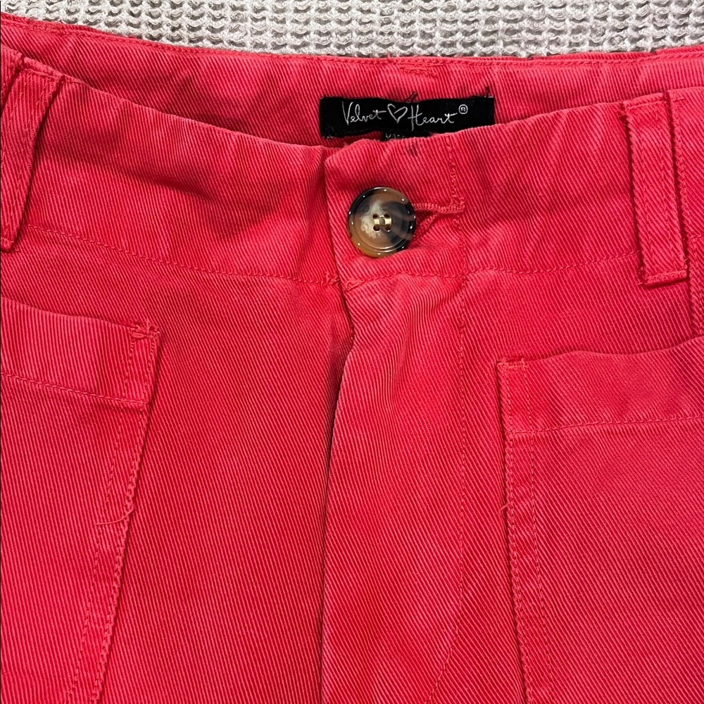 Velvet Heart Size 25 Red brushed cotton bell pants